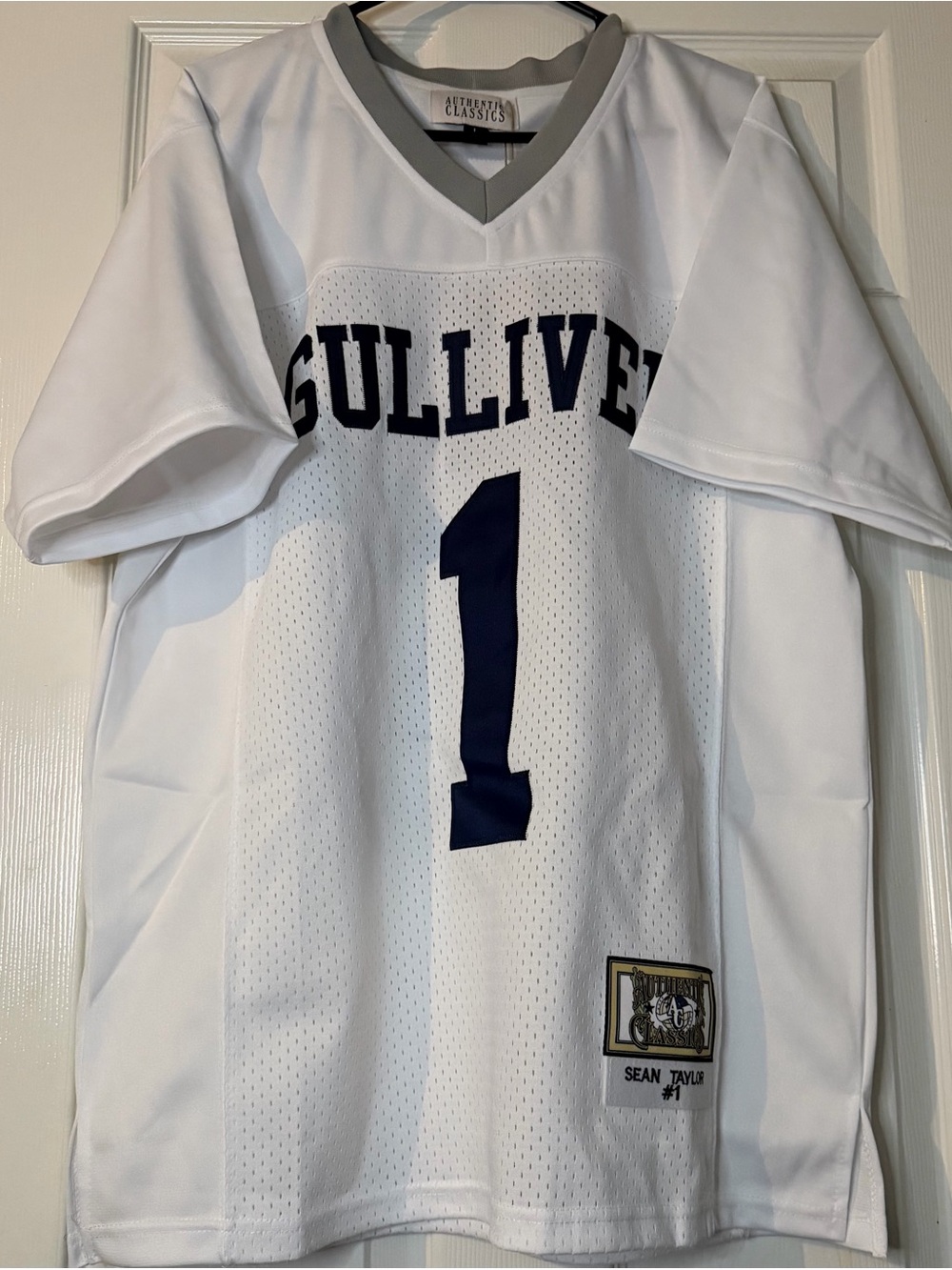Sean Taylor high school football White & Navy Number 1 Jersey